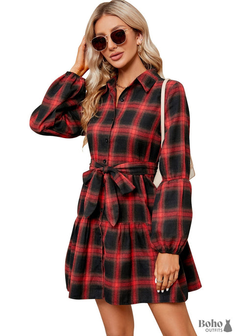 Winter Red Boho Dress